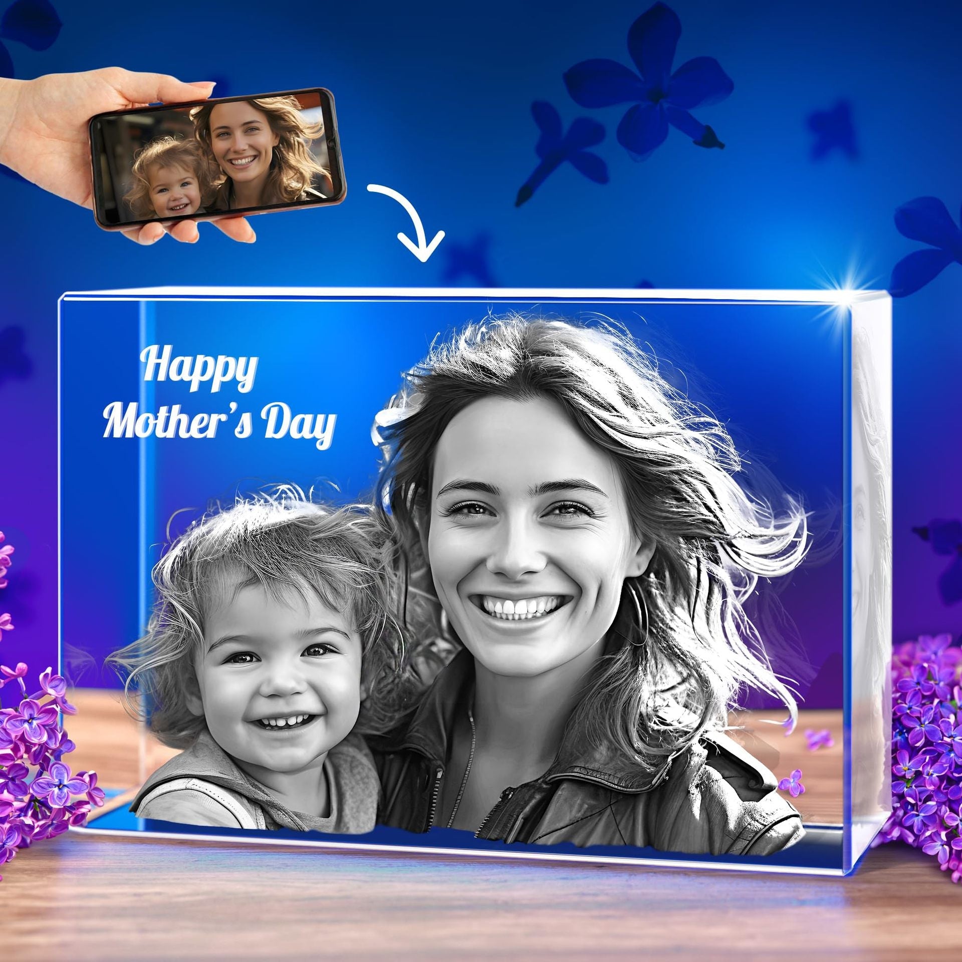 3D modeling crystal interior engraving Pujiang laser-printed three-dimensional portrait ornament gift - EverLume