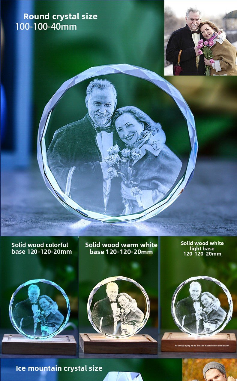 Custom 3D Laser Engraved Crystal Photo | Gift for Anniversary, Birthday, Couples, Family & Office Decor - EverLume
