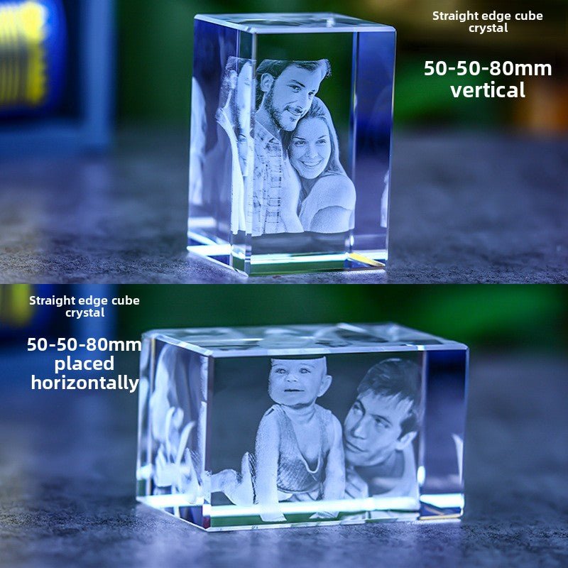 Custom 3D Laser Engraved Crystal Photo | Gift for Anniversary, Birthday, Couples, Family & Office Decor - EverLume