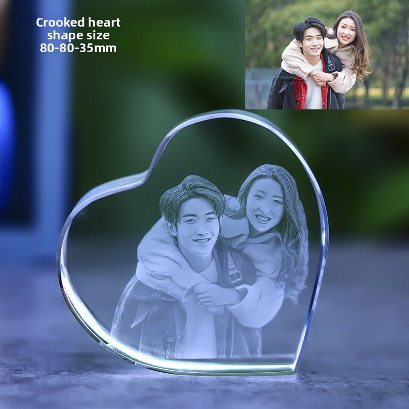 Custom 3D Laser Engraved Crystal Photo | Gift for Anniversary, Birthday, Couples, Family & Office Decor - EverLume