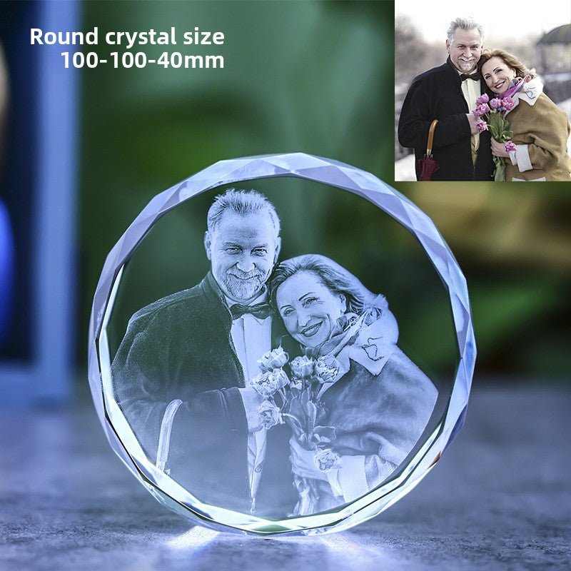 Custom 3D Laser Engraved Crystal Photo | Gift for Anniversary, Birthday, Couples, Family & Office Decor - EverLume