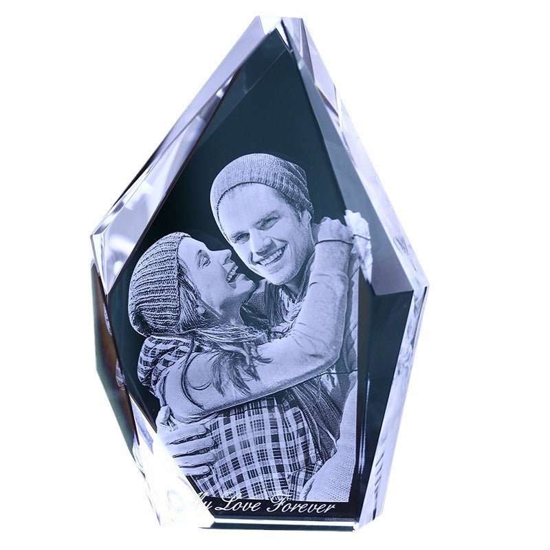 Custom 3D Laser Engraved Crystal Photo | Gift for Anniversary, Birthday, Couples, Family & Office Decor - EverLume