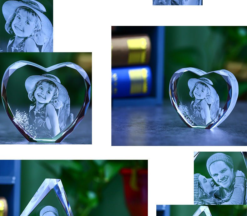 Custom 3D Laser Engraved Crystal Photo | Gift for Anniversary, Birthday, Couples, Family & Office Decor - EverLume