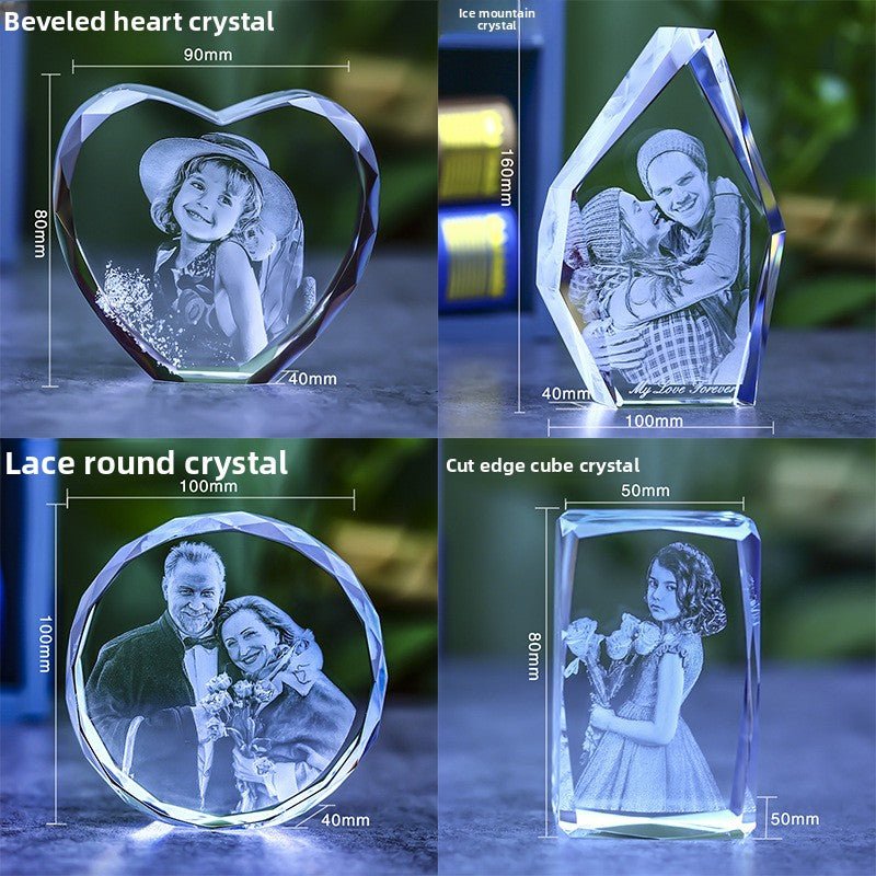 Custom 3D Laser Engraved Crystal Photo | Gift for Anniversary, Birthday, Couples, Family & Office Decor - EverLume