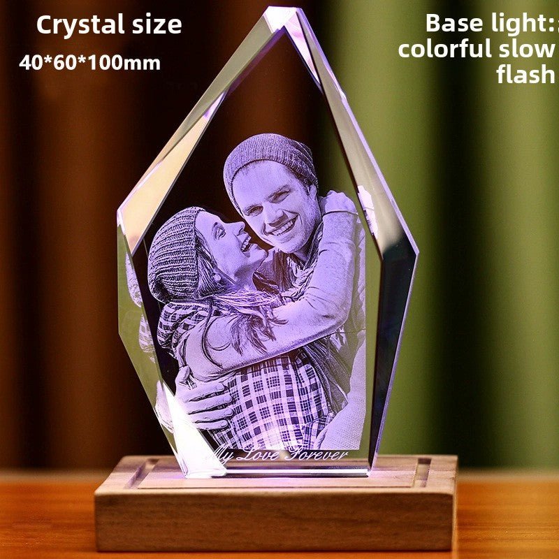 Custom 3D Laser Engraved Crystal Photo | Gift for Anniversary, Birthday, Couples, Family & Office Decor - EverLume
