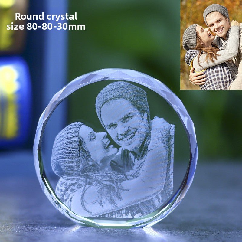 Custom 3D Laser Engraved Crystal Photo | Gift for Anniversary, Birthday, Couples, Family & Office Decor - EverLume