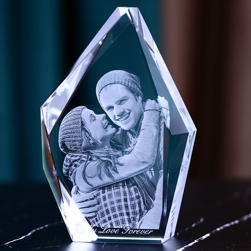 Custom 3D Laser Engraved Crystal Photo | Gift for Anniversary, Birthday, Couples, Family & Office Decor - EverLume