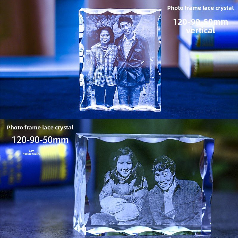 Custom 3D Laser Engraved Crystal Photo | Gift for Anniversary, Birthday, Couples, Family & Office Decor - EverLume