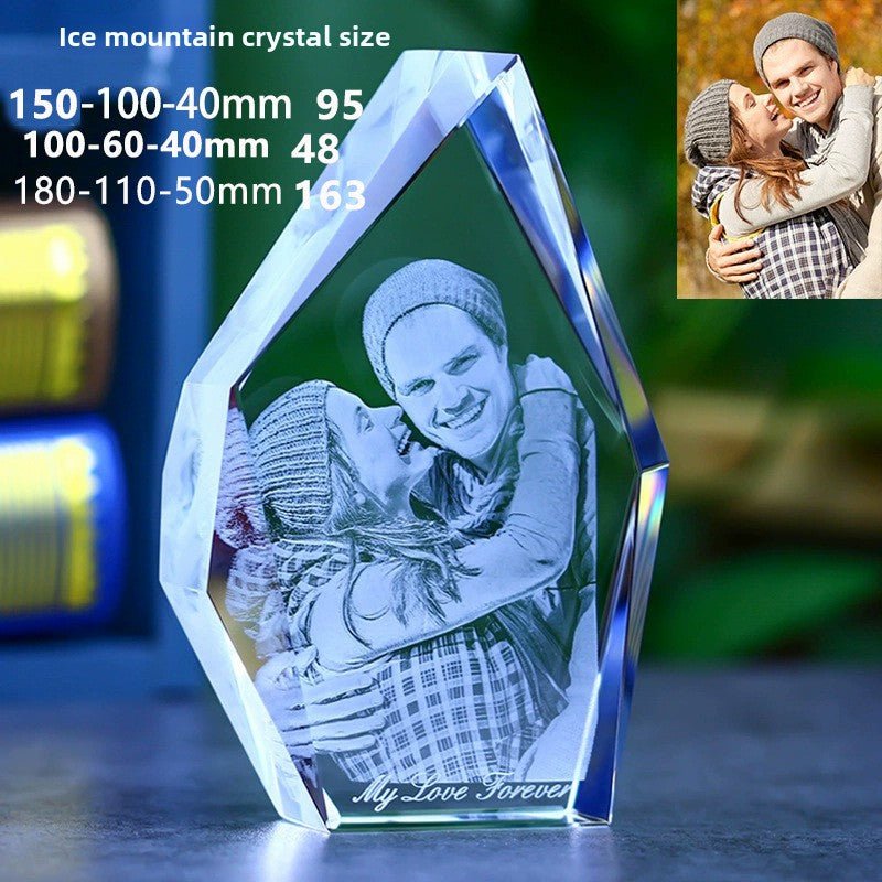 Custom 3D Laser Engraved Crystal Photo | Gift for Anniversary, Birthday, Couples, Family & Office Decor - EverLume