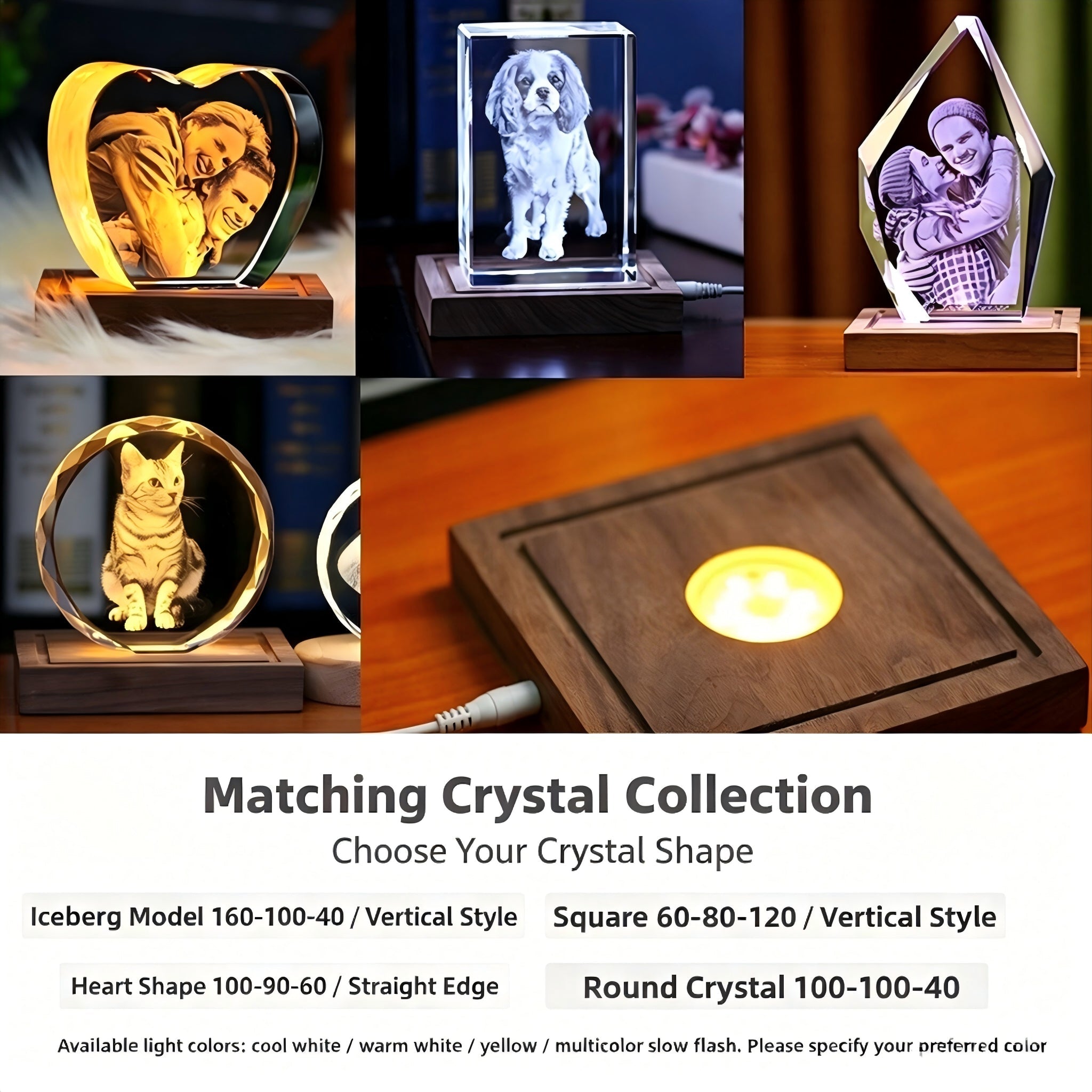 Custom 3D Laser Engraved Crystal Photo | Gift for Anniversary, Birthday, Couples, Family & Office Decor - EverLume