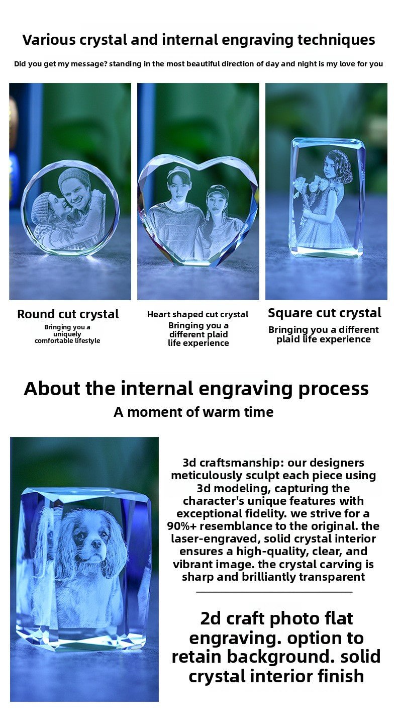 Custom 3D Laser Engraved Crystal Photo | Gift for Anniversary, Birthday, Couples, Family & Office Decor - EverLume