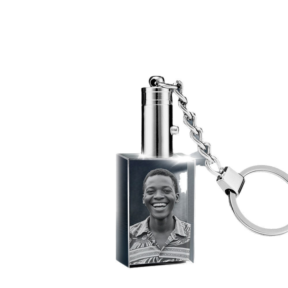 Custom 3D Laser Engraved Square K9 Crystal Keychain - EverLume