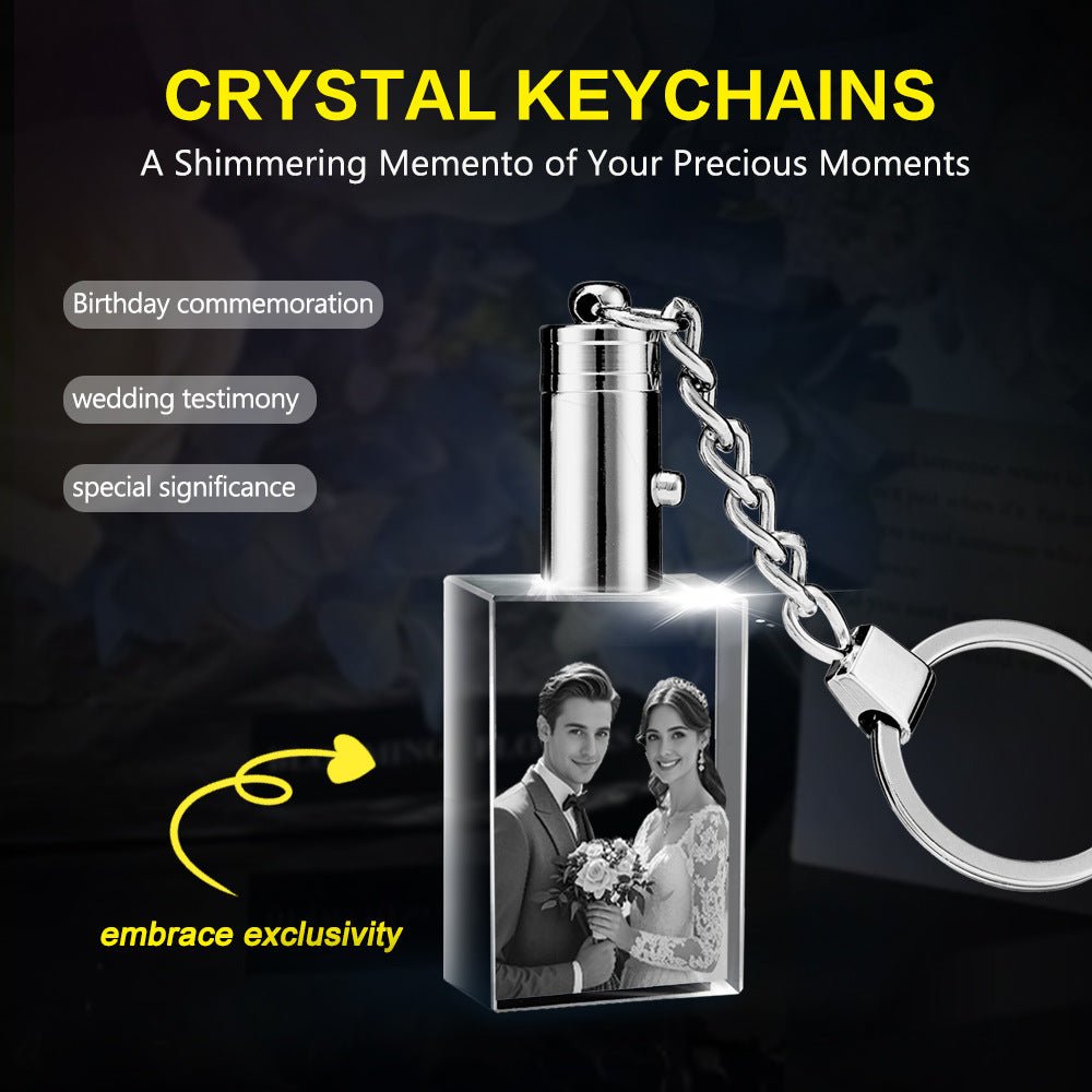 Custom 3D Laser Engraved Square K9 Crystal Keychain - EverLume