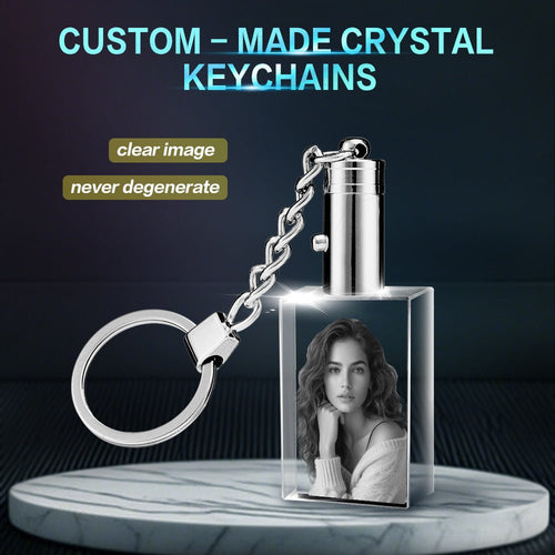 Custom 3D Laser Engraved Square K9 Crystal Keychain - EverLume