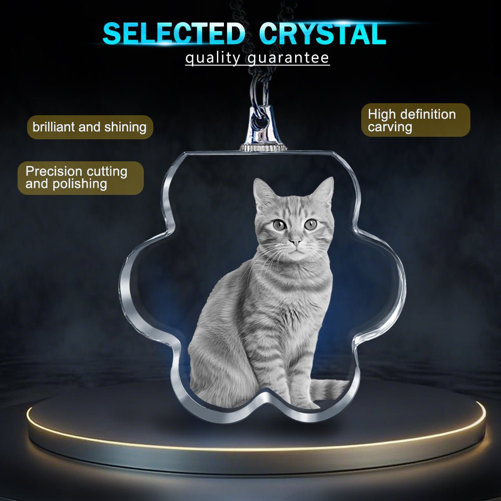 Custom Laser Engraved Crystal Photo Pendant Necklace | Memorial Gift for People, Pets & Paw Prints - EverLume