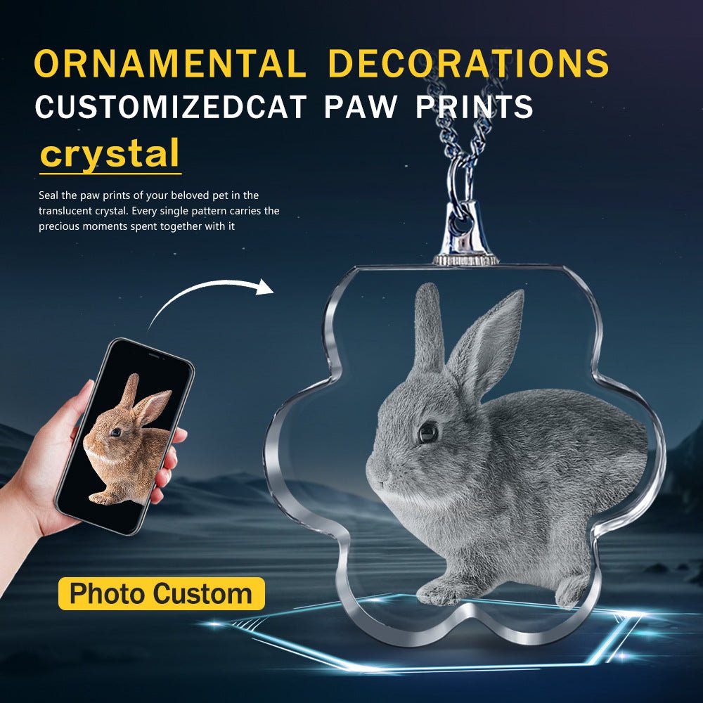 Custom Laser Engraved Crystal Photo Pendant Necklace | Memorial Gift for People, Pets & Paw Prints - EverLume