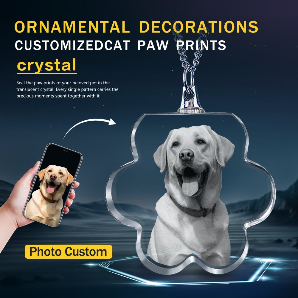 Custom Laser Engraved Crystal Photo Pendant Necklace | Memorial Gift for People, Pets & Paw Prints - EverLume
