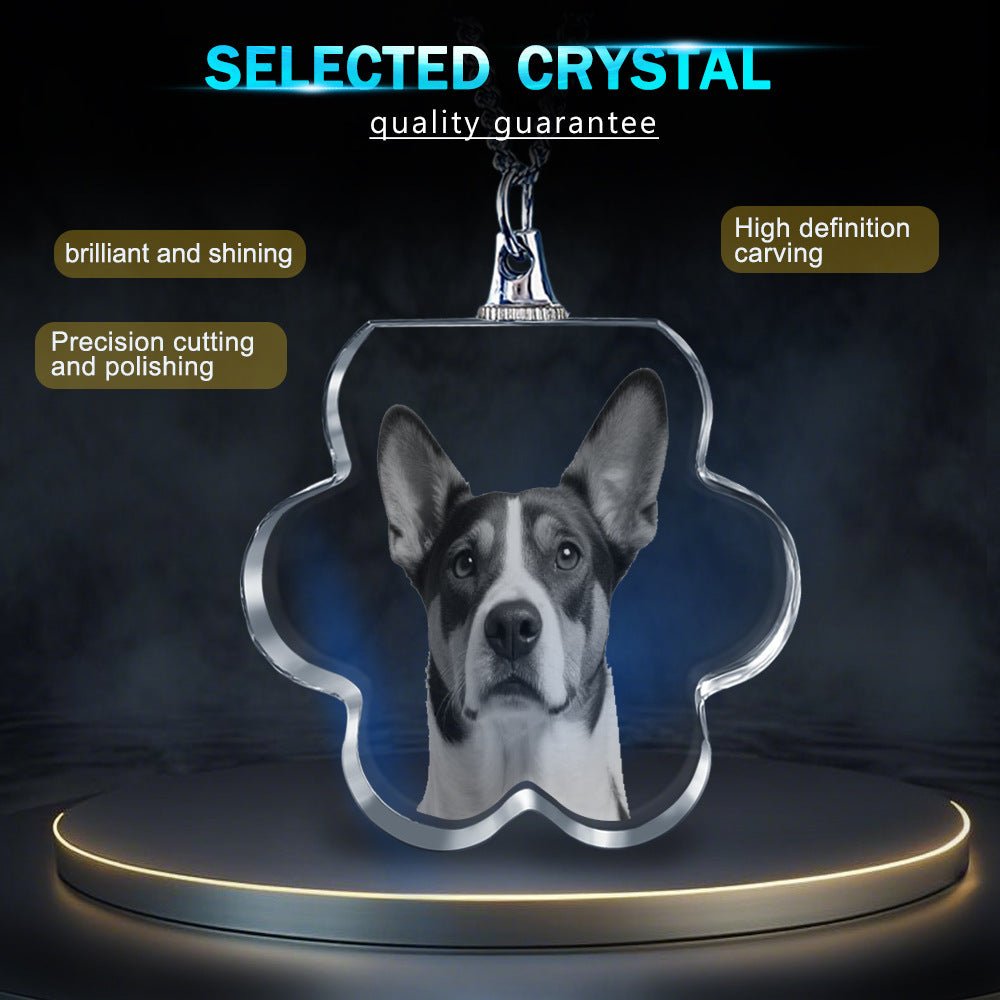 Custom Laser Engraved Crystal Photo Pendant Necklace | Memorial Gift for People, Pets & Paw Prints - EverLume